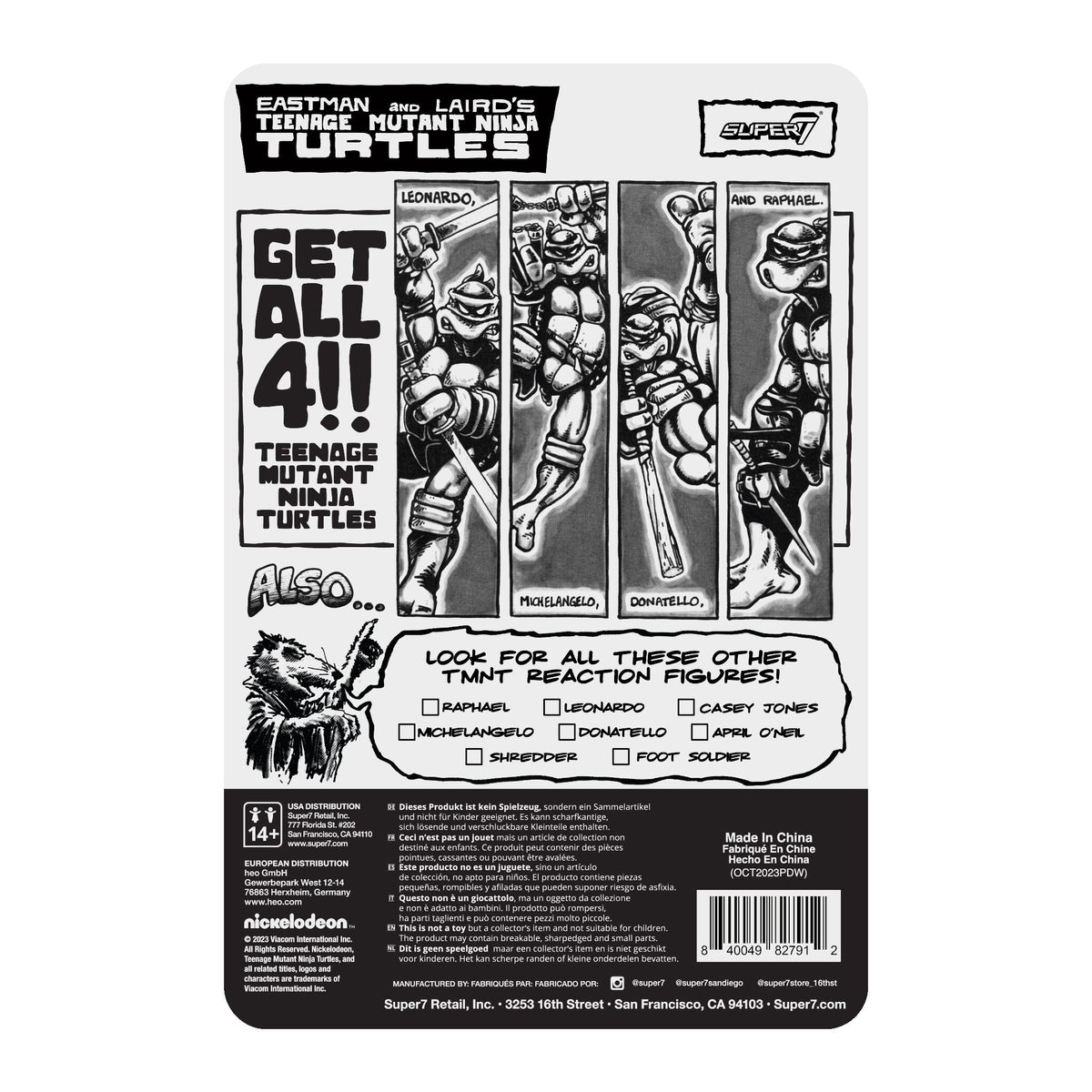 TMNT ReAction Figure Wave 9 - Donatello (Comic Greyscale)